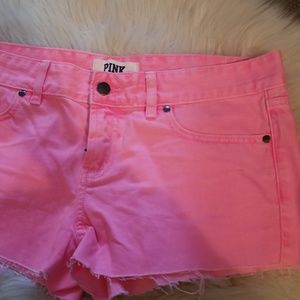 VS Pink Neon Denim Shorts!